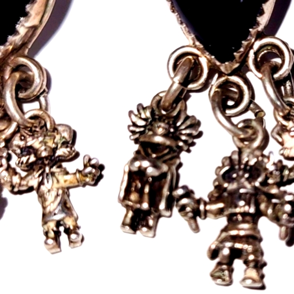 Kachina Black Teardrop Stone & Sterling Silver Post Earrings, Native American - Picture 5 of 6